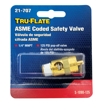 Tru-Flate Brass Safety Valve 1/4 in. Male