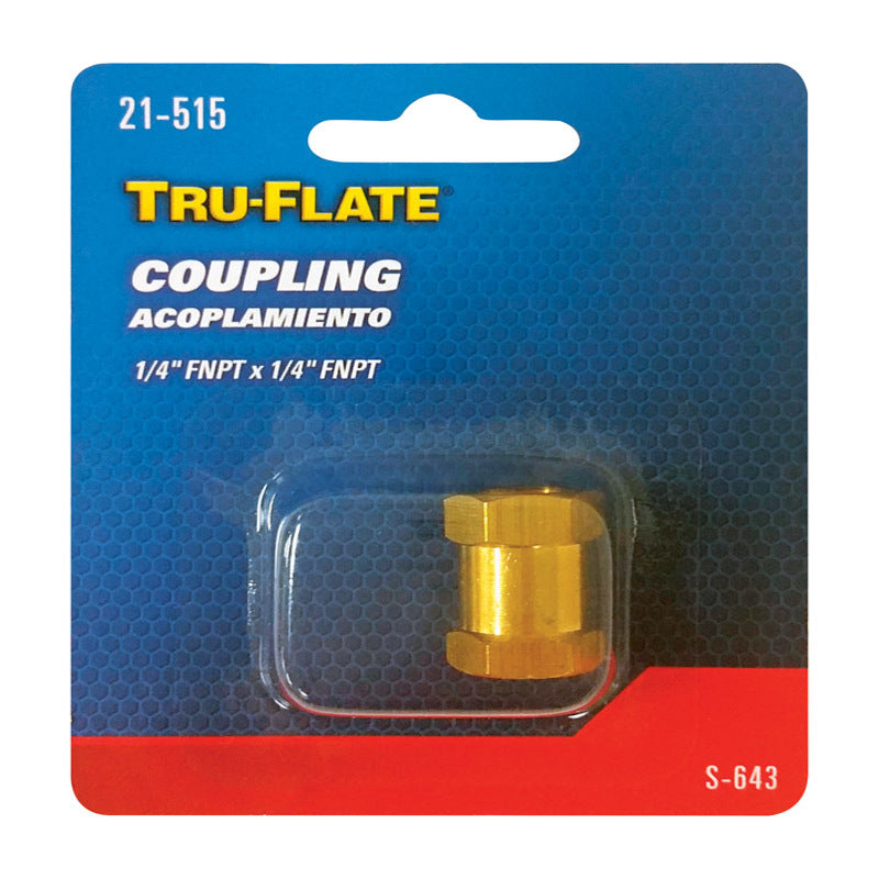 Tru-Flate Brass/Steel Hex Coupling 1/4 in. Female