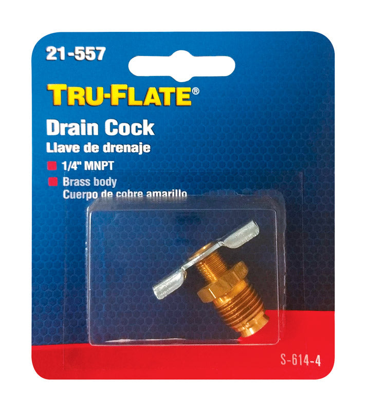 Tru-Flate Steel Drain Cock 1/4 in. Male