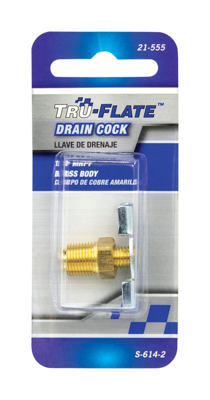 Tru-Flate Brass/Steel Drain Cock 1/8 in. Male