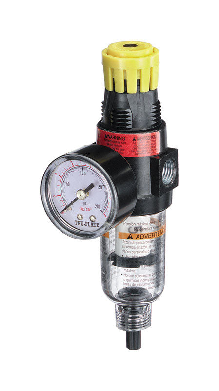 Tru-Flate Plastic Filter and Regulator with Gauge 1/4 in. NPT 150 psi