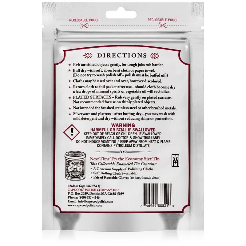 Cape Cod Vanilla Scent Fine Metal Cleaner and Polish 0.53 oz Cloth