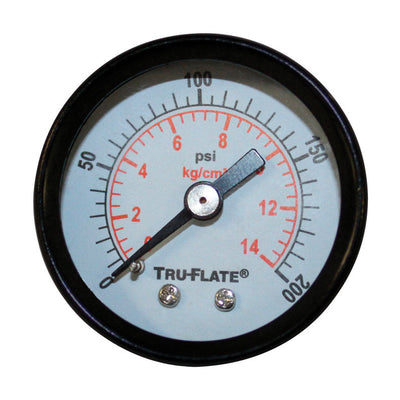 Tru-Flate Plastic/Steel Mini Air Line Rugged Gauge 1/8 in. NPT 200 psi
