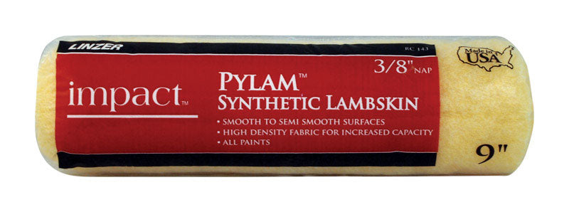 Linzer Impact Pylam Synthetic Lambskin 9 in. W X 3/8 in. Regular Paint Roller Cover
