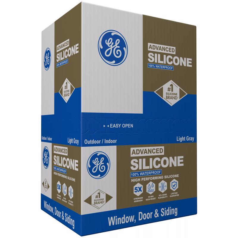 GE Advanced Light Gray Silicone 2 Window and Door Caulk Sealant 10.1 oz