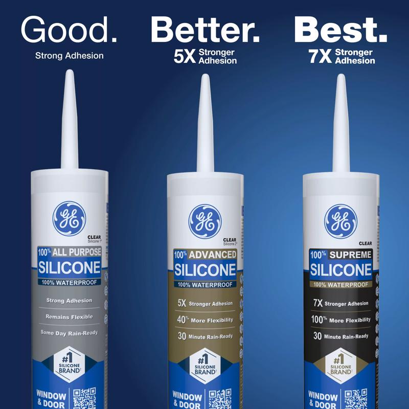 GE Advanced Light Gray Silicone 2 Window and Door Caulk Sealant 10.1 oz