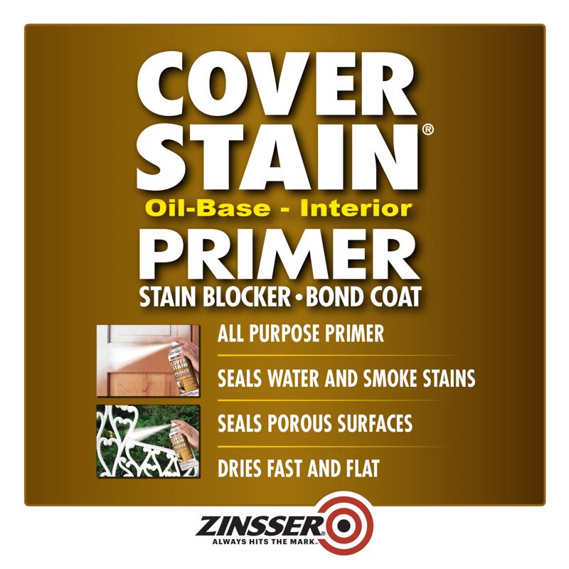 Zinsser Cover Stain White Flat Oil-Based Alkyd Spray Primer and Sealer 13 oz