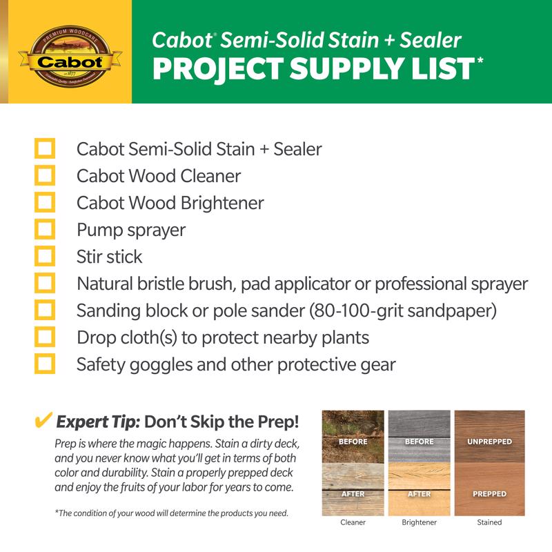 Cabot Semi-Solid Semi-Solid Cordovan Leather Oil-Based Deck and Siding Stain 1 gal