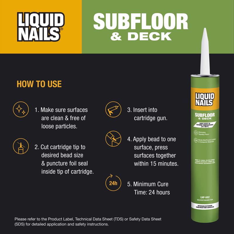 Liquid Nails Subfloor & Deck Synthetic Rubber Construction Adhesive 28 oz