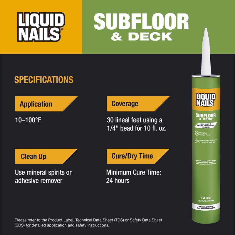 Liquid Nails Subfloor & Deck Synthetic Rubber Construction Adhesive 28 oz