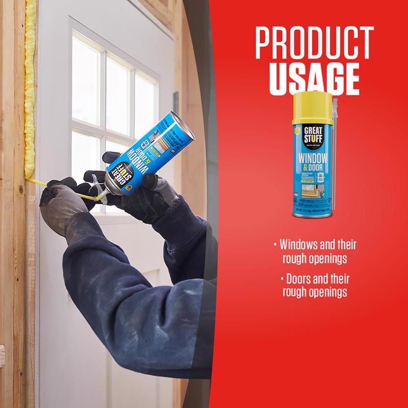 Great Stuff Window & Door Yellow Polyurethane Insulating Foam Sealant 12 oz