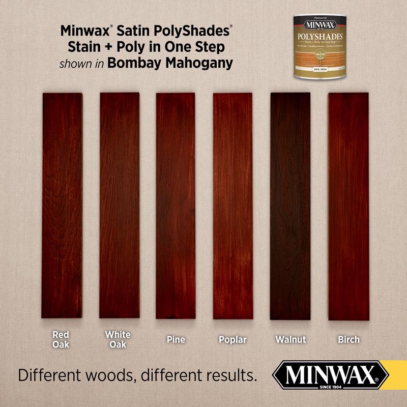 Minwax PolyShades Semi-Transparent Satin Bombay Mahogany Stain/Polyurethane Finish 1/2 pt
