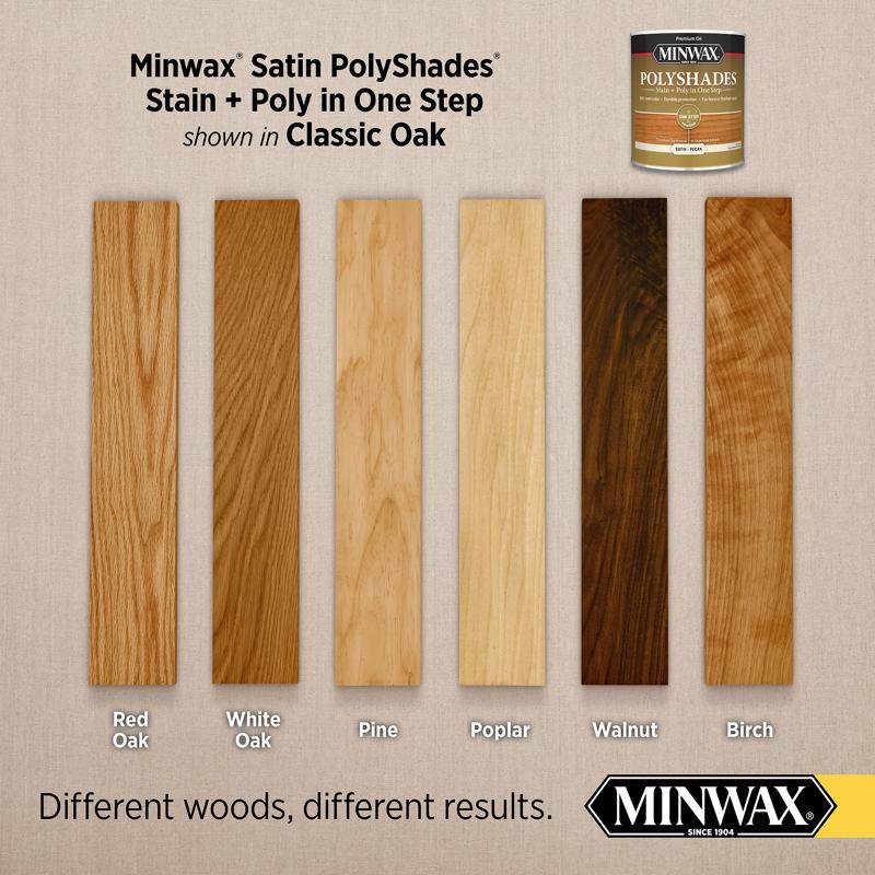 Minwax PolyShades Semi-Transparent Satin Classic Oak Oil-Based Stain/Polyurethane Finish 1/2 pt