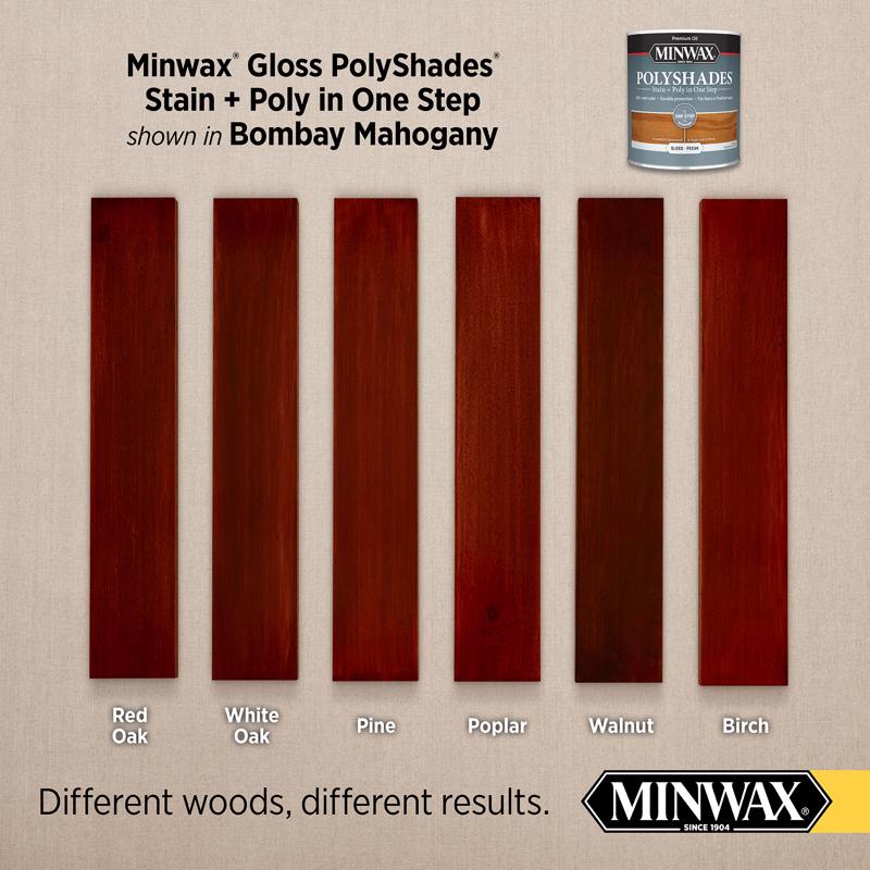 Minwax PolyShades Semi-Transparent Gloss Bombay Mahogany Stain/Polyurethane Finish 1/2 pt