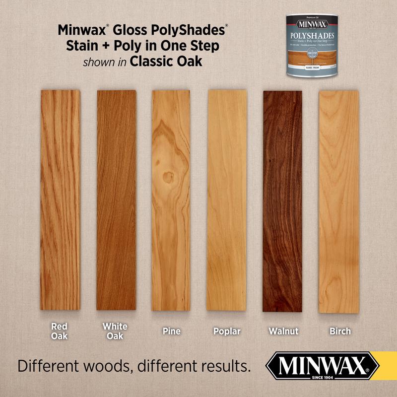 Minwax PolyShades Semi-Transparent Gloss Classic Oak Stain/Polyurethane Finish 1/2 pt