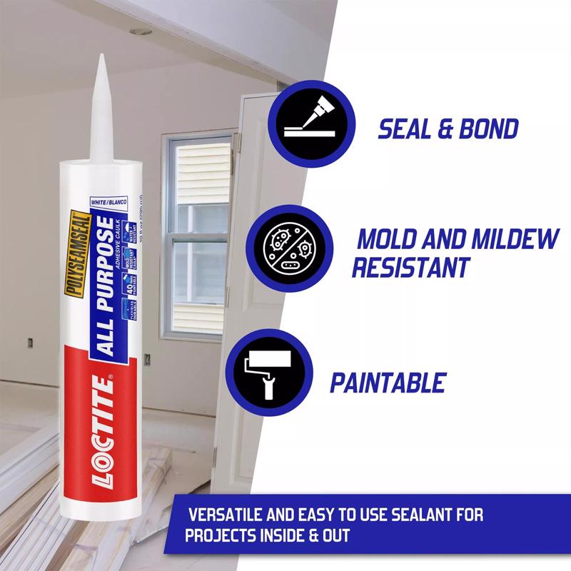 Loctite Polyseamseal White Acrylic Latex All Purpose Adhesive Caulk 10 oz