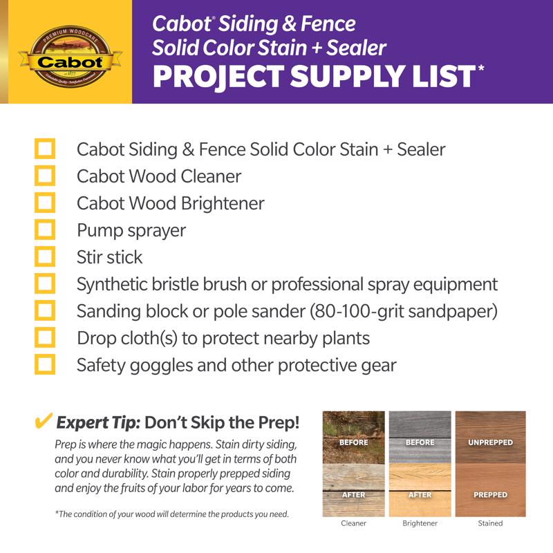 Cabot Siding & Fence Solid Tintable White Base Stain and Sealer 1 gal