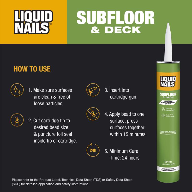 Liquid Nails Subfloor & Deck Acrylic Latex Construction Adhesive 28 oz