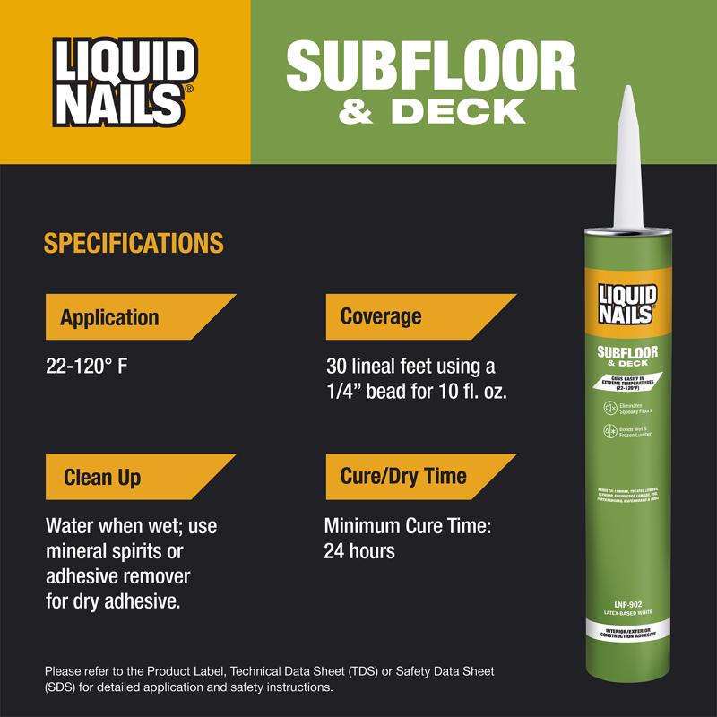 Liquid Nails Subfloor & Deck Acrylic Latex Construction Adhesive 28 oz