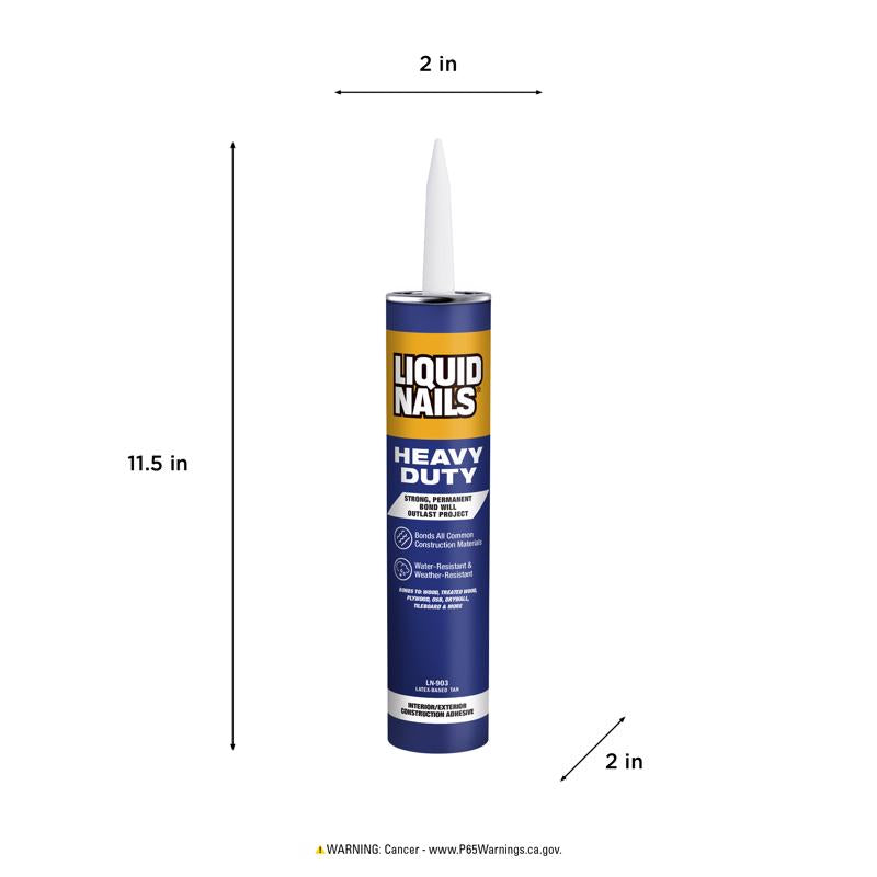 Liquid Nails Heavy Duty Acrylic Latex Construction Adhesive 10 oz
