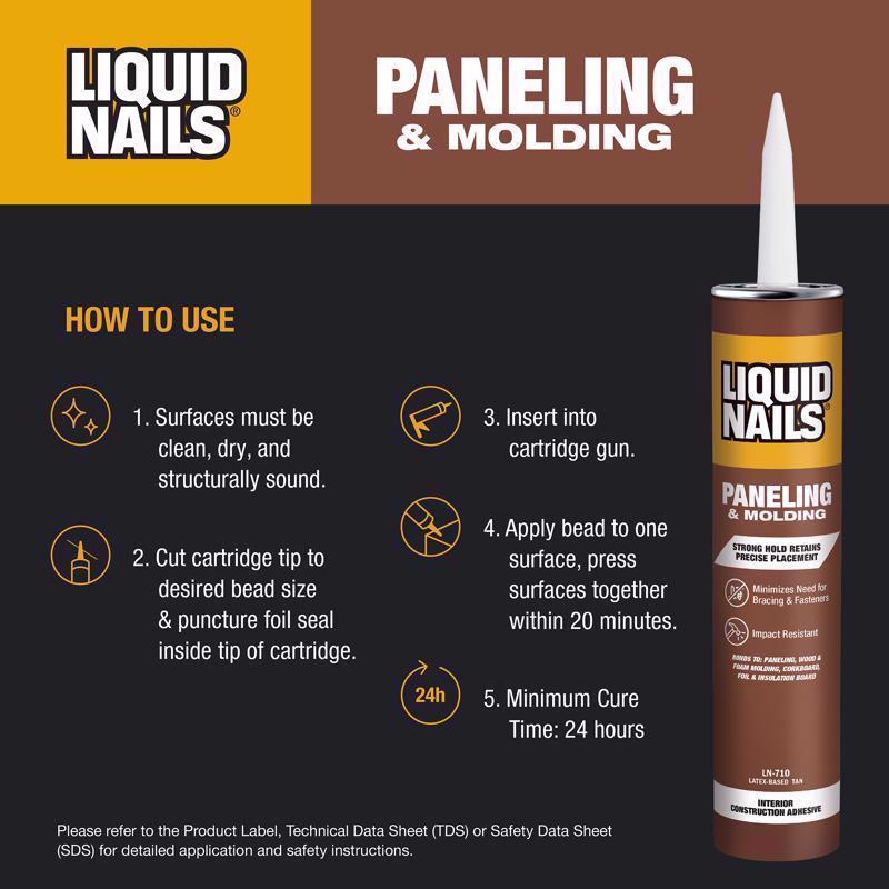 Liquid Nails Paneling & Molding High Strength Latex Tan Adhesive 10 oz