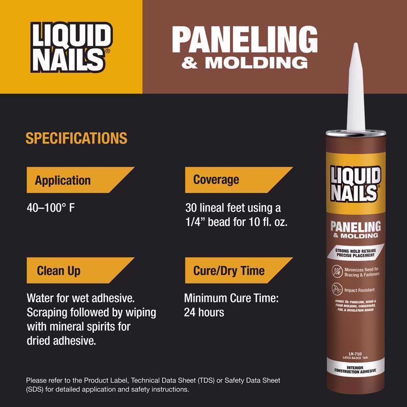 Liquid Nails Paneling & Molding High Strength Latex Tan Adhesive 10 oz