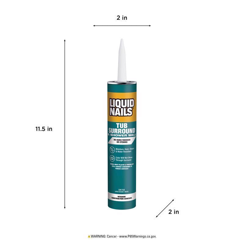 Liquid Nails Tub Surround & Shower Wall High Strength Latex White Adhesive 10 oz