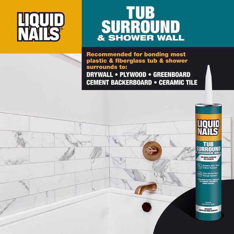 Liquid Nails Tub Surround & Shower Wall High Strength Latex White Adhesive 10 oz