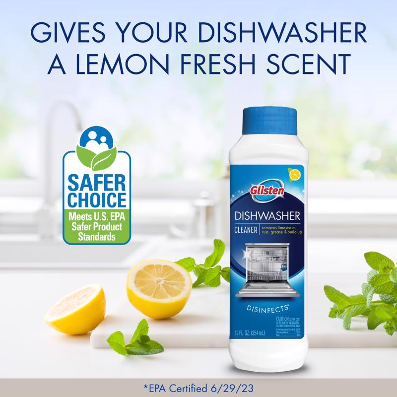Glisten Dishwasher Lemon Scent Cleaner and Disinfectant 12 oz