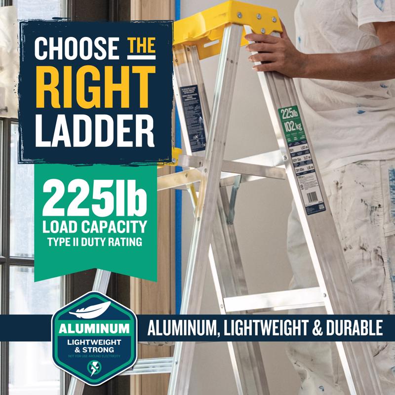 Werner 4 ft. H Aluminum Step Ladder Type II 225 lb. capacity