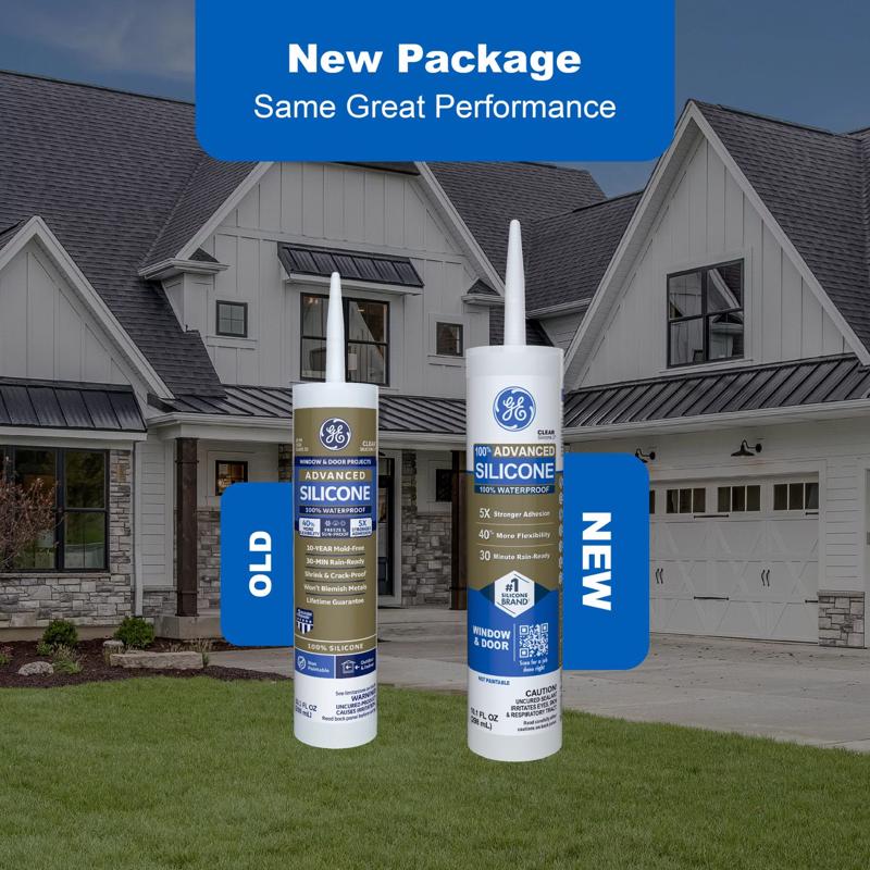 GE Advanced Clear Silicone 2 Window and Door Caulk Sealant 10.1 oz