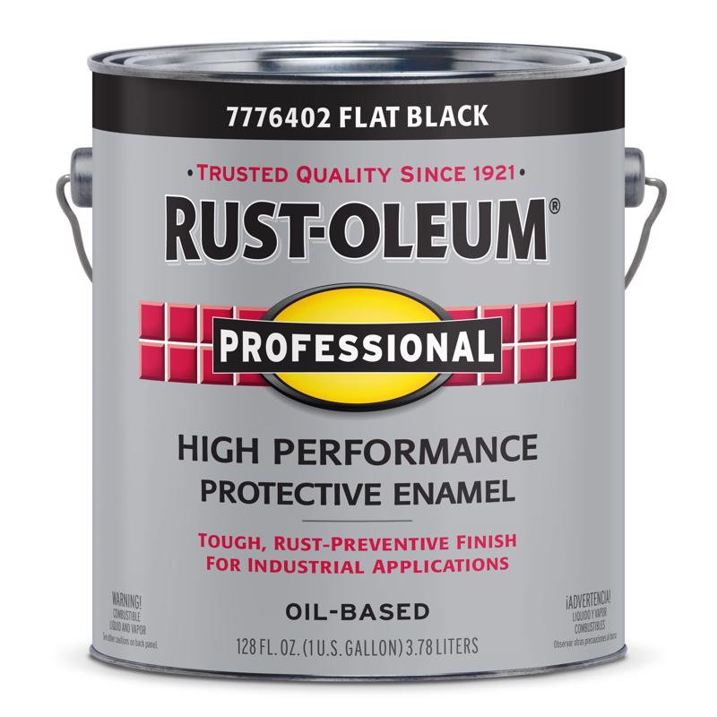 Rust-Oleum Professional Indoor and Outdoor Flat Black Oil-Based Enamel Protective Paint 1 gal