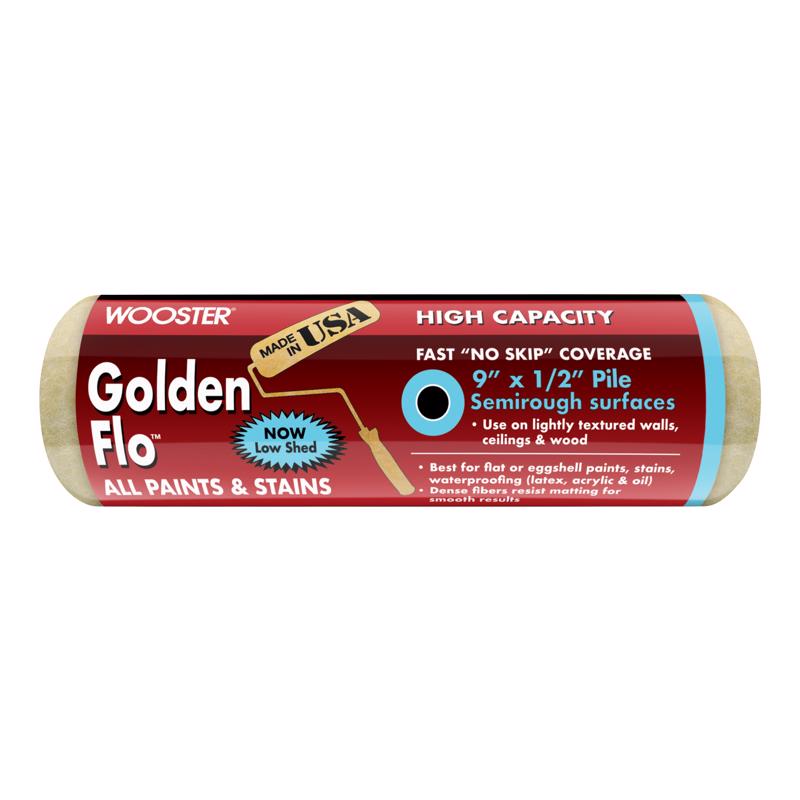 Wooster Golden Flo Fabric 9 in. W X 1/2 in. Paint Roller Cover