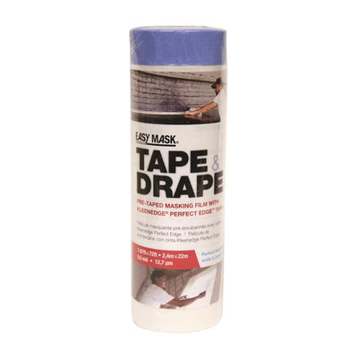 Easy Mask Tape & Drape 8 ft. W X 72 ft. L X 0.5 mil Plastic Pre-Taped Painter's Plastic