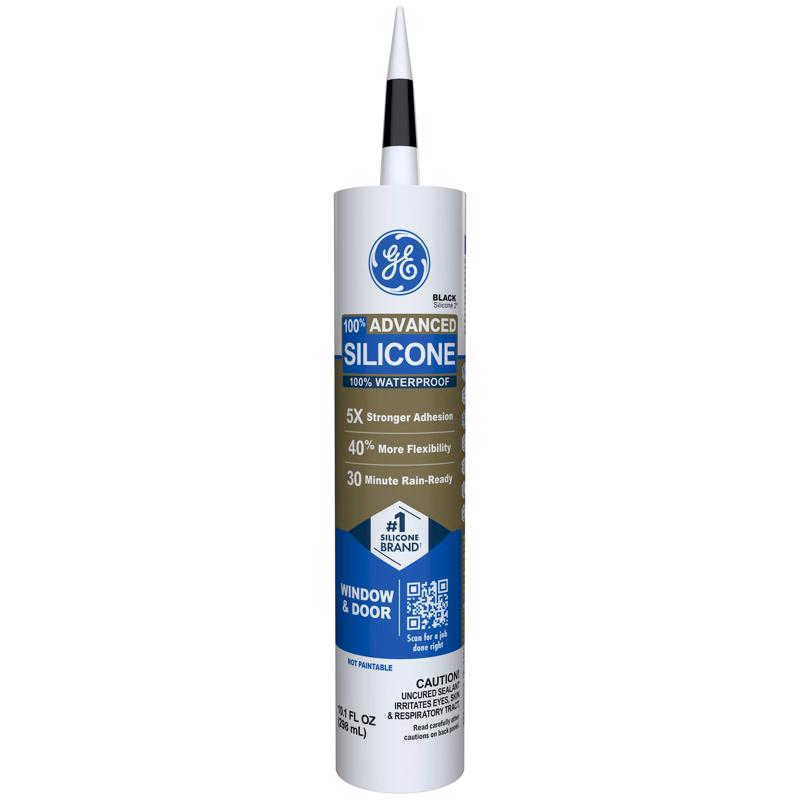 GE Advanced Black Silicone 2 Window and Door Caulk Sealant 10.1 oz