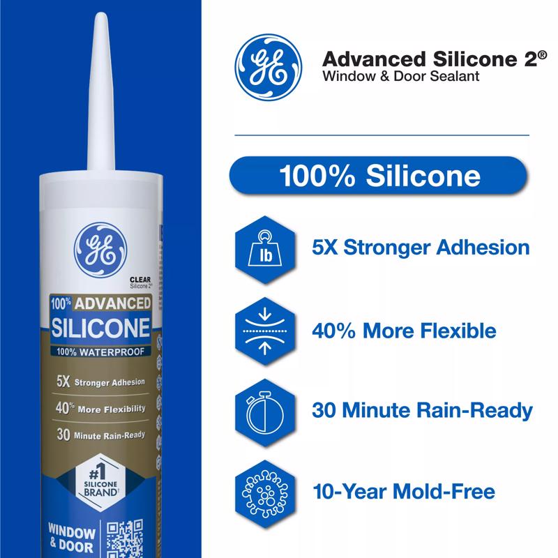 GE Advanced Black Silicone 2 Window and Door Caulk Sealant 10.1 oz