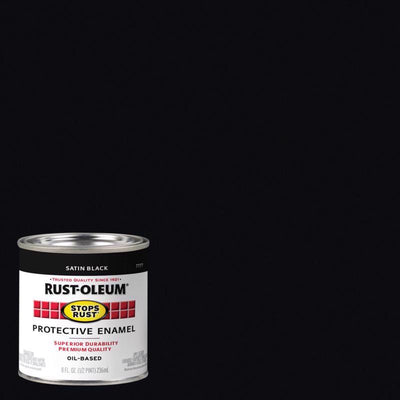 Rust-Oleum Stops Rust Indoor and Outdoor Satin Black Oil-Based Enamel Protective Paint 0.5 pt