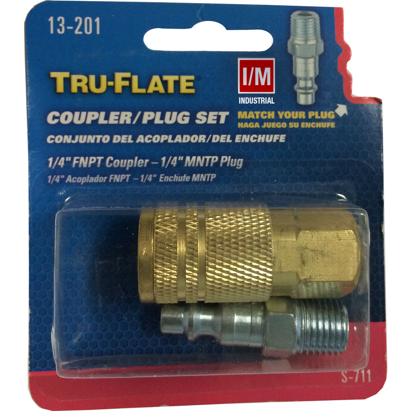 Tru-Flate Brass/Steel Air Coupler and Plug Set 1/4 in. Female