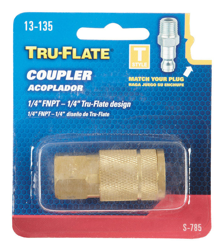 Tru-Flate Brass Quick Change Coupler 1/4 in. FPT