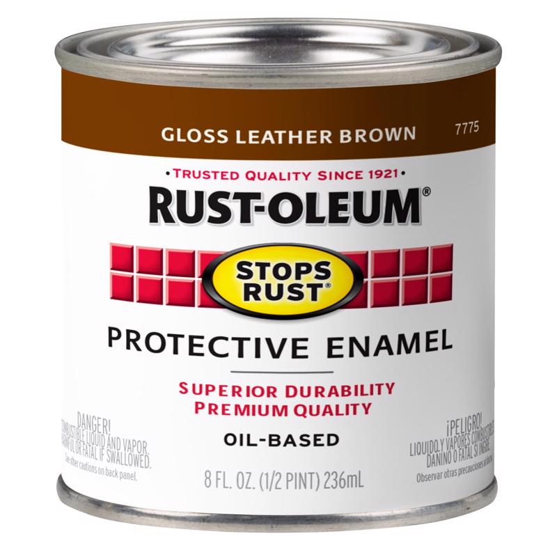 Rust-Oleum Stops Rust Indoor and Outdoor Gloss Leather Brown Oil-Based Protective Paint 0.5 pt