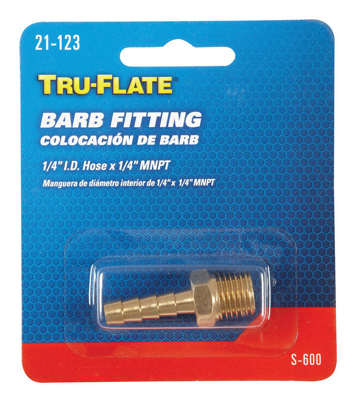Tru-Flate Brass Barb Hose Fitting 1/4 in. Male