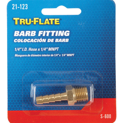Tru-Flate Brass Barb Hose Fitting 1/4 in. Male