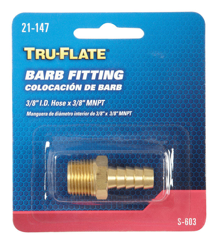 Tru-Flate Brass Barb Hose Fitting 3/8 in. Male
