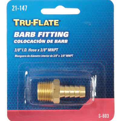 Tru-Flate Brass Barb Hose Fitting 3/8 in. Male