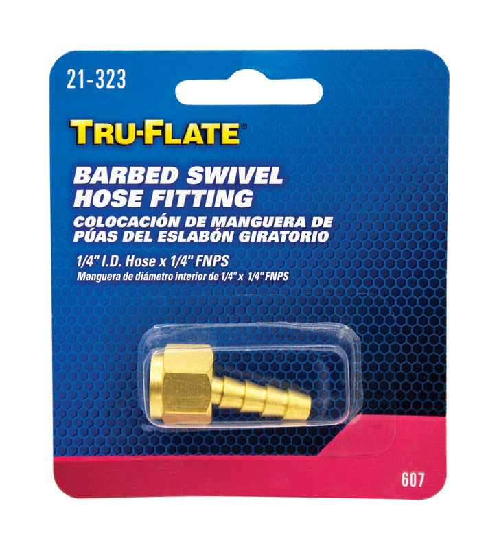 Tru-Flate Brass Barbed Swivel Fitting 1/4 in. Female