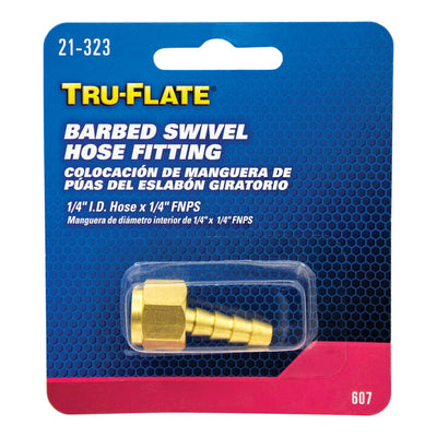 Tru-Flate Brass Barbed Swivel Fitting 1/4 in. Female