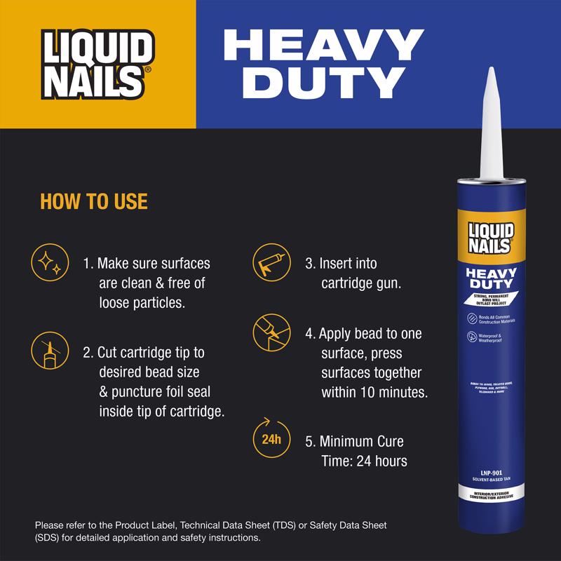 Liquid Nails Heavy Duty Acrylic Latex Construction Adhesive 28 oz