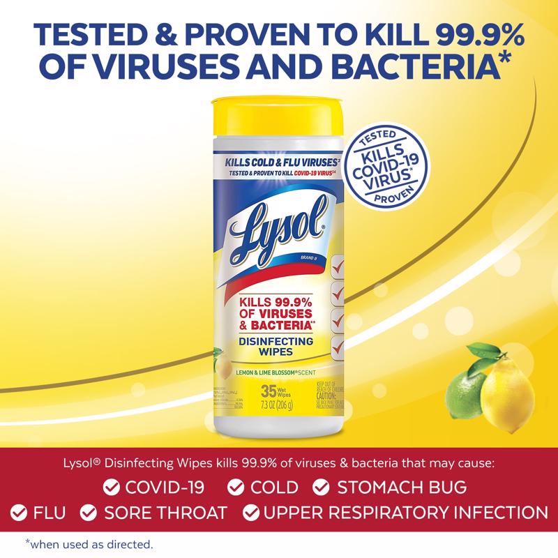 Lysol Lemon & Lime Blossom Scent Disinfecting Wipes 35 ct