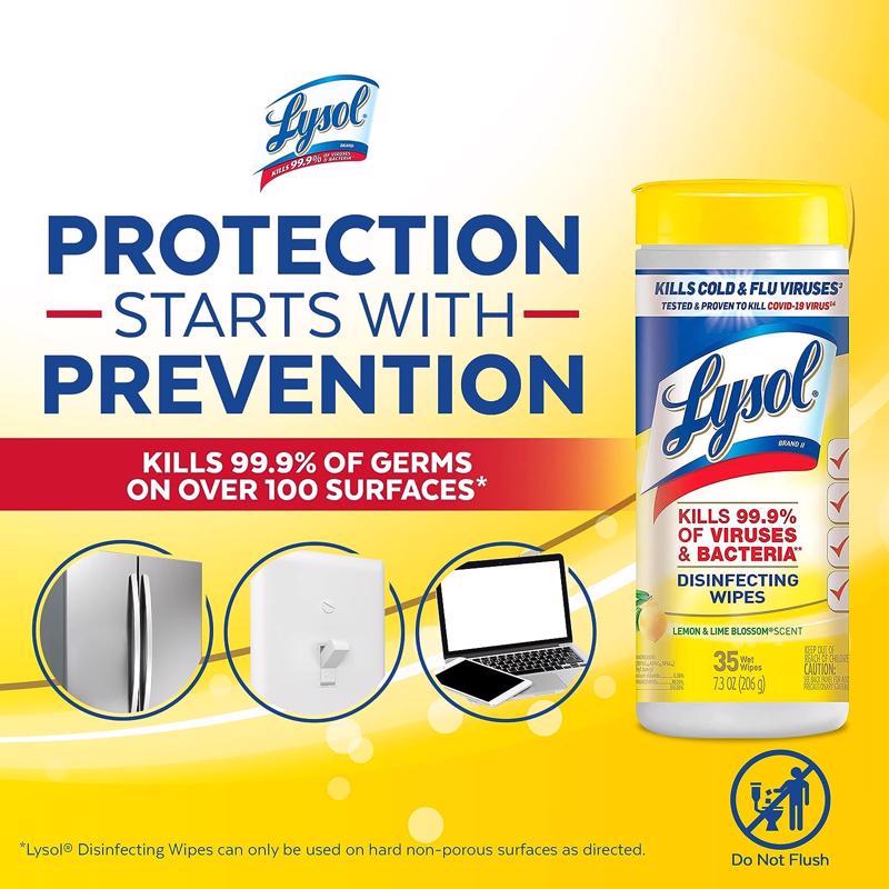 Lysol Lemon & Lime Blossom Scent Disinfecting Wipes 35 ct