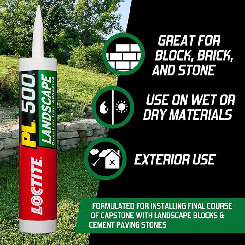 Loctite PL 500 Landscape Block Synthetic Rubber Construction Adhesive 10 oz